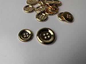 Metal knap - flot blank guld, 20 mm