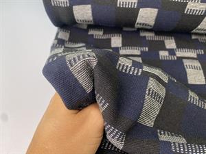 Vinter strikjersey - fede firkanter i sort og navy