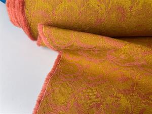 Møbeluld - jacquardvævet i karrygul/rosa