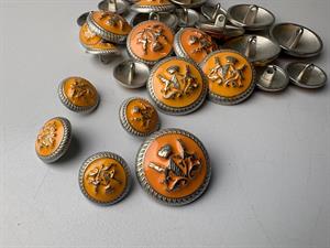 Metal knap - fint sølv våbenskjolds motiv, 23 mm