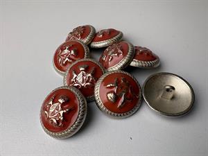 Metal knap - fint sølv våbenskjolds motiv, 23 mm