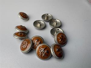 Metal knap - fint sølv våbenskjolds motiv, 15 mm