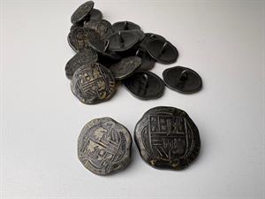 Metal knap - flot antik messing, 22 mm