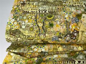 Bomuldsjersey - Klimt's World i grønne farver