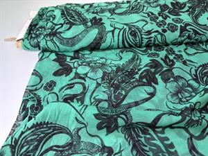 Mesh - transparent og grøn med sort mønster