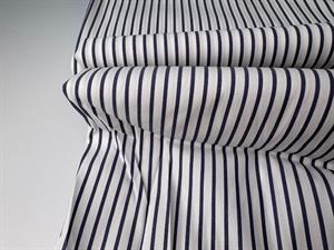 Fastvævet - skjortestof med striber i hvid og blå