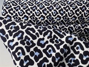 Fastvævet - bengalin lignende buksestof med blå leo