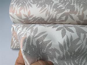 Fastvævet buksestof - lys bund med svagt folie print af grene