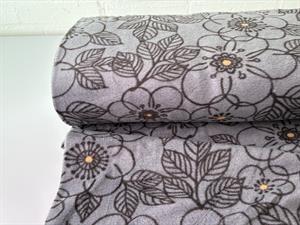 Micro fleece - grå med grå blomster