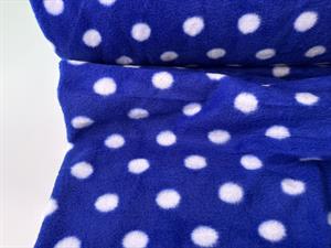 Micro fleece - kongeblå med hvide prikker