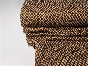 Viscosejersey - mindre animal print i sort og cognac