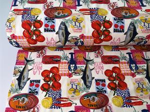 Bomuldsjersey - tomatoes and lobsters 