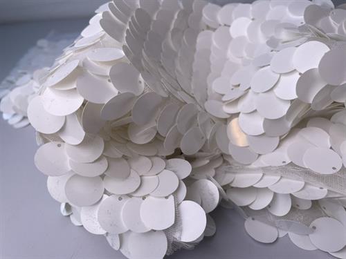 Pailletstof - store pailletter i offwhite