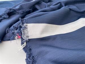 Uldsportsjersey - marine med stribe og polyester bagside