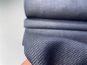 Fastvævet denim - smuk diamantvævning i blå/offwhite