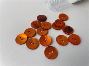 Perlemorsknap - Orange, 13 mm, med mat overflade 