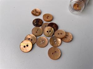 Perlemorsknap - abrikos, 13 mm, med mat overflade