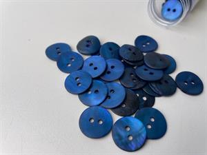 Perlemorsknap - kongeblå, 15 mm, med mat overflade