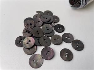 Perlemorsknap - mørk koksgrå, 13 mm, med mat overflade