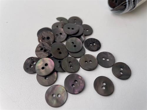 Perlemorsknap - mørk koksgrå, 13 mm, med mat overflade