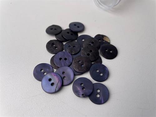 Perlemorsknap - mørk marine, 13 mm, med mat overflade