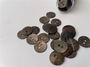 Perlemorsknap - gråbrun, 15 mm, mat overflade