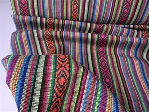 Fastvævet - inka striber i grønne toner