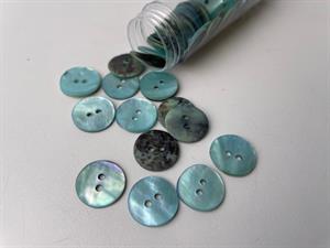 Perlemorsknap - mintgrøn, 15 mm, med mat overflade