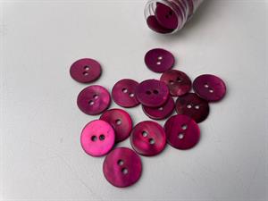 Perlemorsknap - fushia, 13 mm, med mat overflade