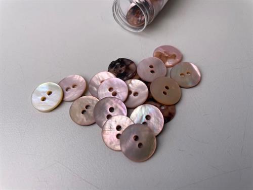Perlemorsknap - sart rosa, 13 mm, med mat overflade