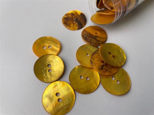 Perlemorsknap - varm gul, 22 mm, med mat overflade