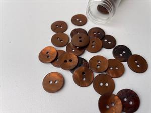 Perlemorsknap - nærmest bronzefarvet, 15 mm, mat overflade