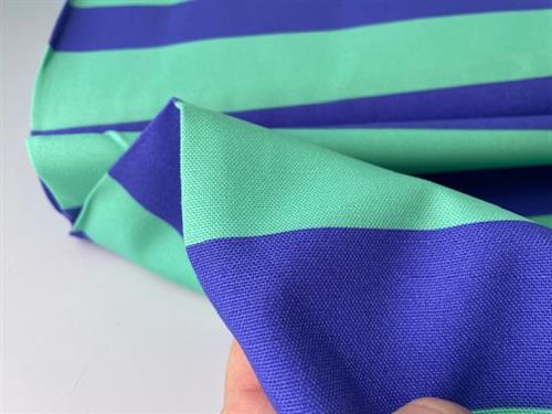 Deko canvas - brede striber i intens mint / ultramarin violet