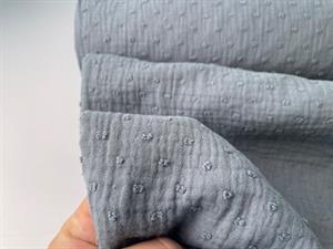 Dobbelt gauze - dobby i støvet dueblå