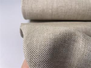 Vævet hør/bomuld - chambré herringbone olivegreen