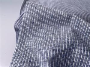 Vævet hør/bomuld - chambré melange stripes indigo