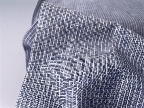 Vævet hør/bomuld - chambré melange stripes indigo