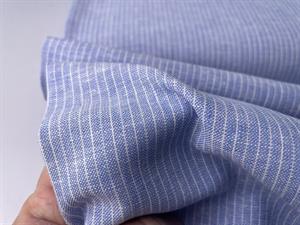 Vævet hør/bomuld - chambré melange stripes baby blue