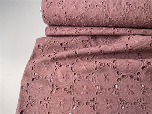 Broderie anglaise - flot blomstermotiv i mørk lyng