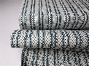 Patchwork stof - fine petrolgrønne striber og prikker