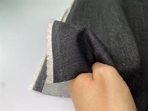 Twillvævet denim med stræk - salt/peber og lækker