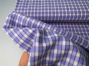 Fastvævet bomuldspoplin - garnfarvede tern i lilla toner