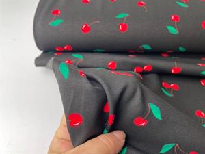 Bomuldsjersey - cherries black