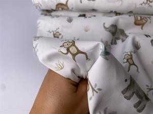 Vævet bomuldspoplin - søde safari dyr, kommer igen uge 7/26