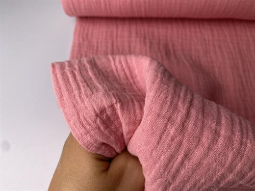 Dobbelt gauze - florlet i varm rosa, økologisk