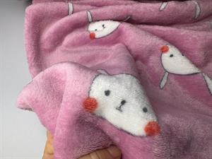 Koralfleece - lys pink med sødt ansigt