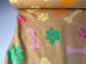 Koralfleece - kødben og poter på beige bund