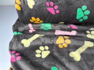 Koralfleece - kødben og poter på grå bund