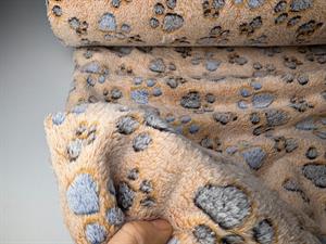 Koralfleece - små poter på beige bund