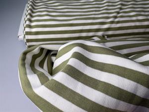 Børstet bomuldsjersey - lys armygrøn og offwhite